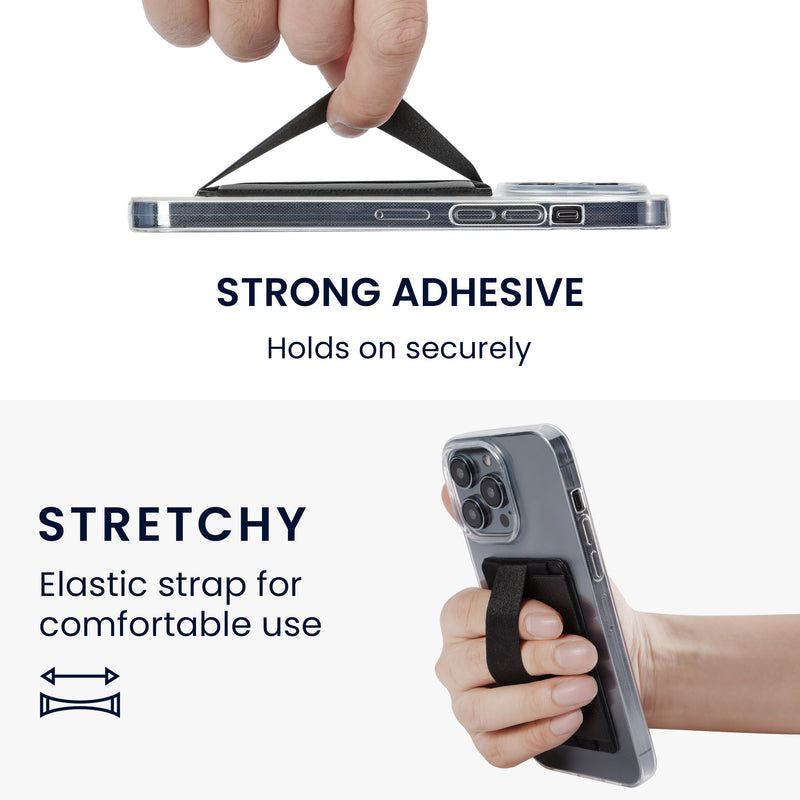 kwmobile Stick-on Card Holder for Smartphones Plastic Holder with Strap Space for up to 4 Cards