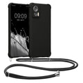 kwmobile Necklace Case kompatibel mit Motorola Edge 30 Neo Hülle - Cover mit Kordel zum Umhängen - Silikon Schutzhülle Schwarz Schwarz  