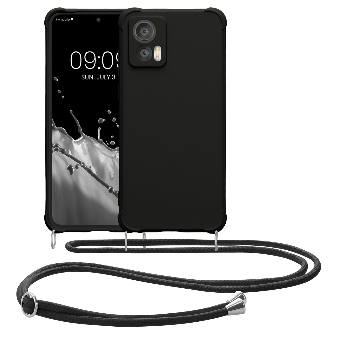 kwmobile Necklace Case compatible with Motorola Edge 30 Neo - Cover with Lanyard - Silicone Protective Case