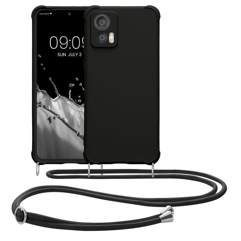 kwmobile Necklace Case compatible with Motorola Edge 30 Neo - Cover with Lanyard - Silicone Protective Case