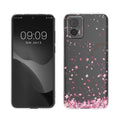 kwmobile Case kompatibel mit Motorola Edge 30 Neo - Hülle Silikon transparent Kirschblütenblätter Rosa Dunkelbraun Transparent Rosa  [dsg02]