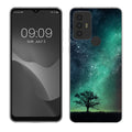 kwmobile Case kompatibel mit TCL 30 E / 30 SE - Hülle Silikon transparent Galaxie Baum Wiese Blau Grau Schwarz Blau  [dsg01]