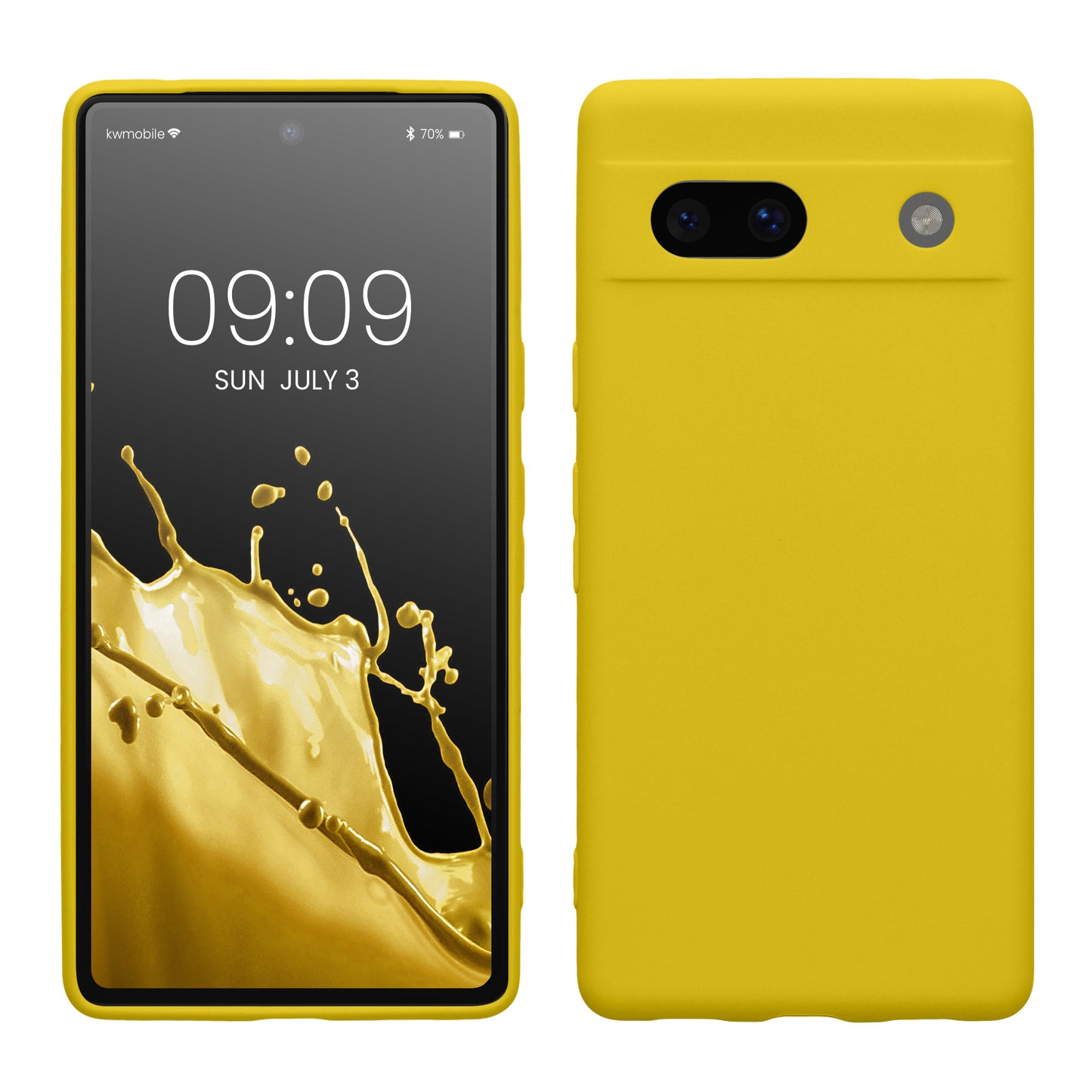 kwmobile Handyhülle kompatibel mit Google Pixel 7a Hülle - Handy Case aus weichem Silikon in Strahlend Gelb Strahlend Gelb  