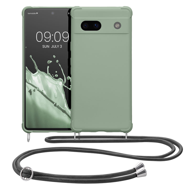 kwmobile Necklace Case compatible with Google Pixel 7a Cover - Case with Lanyard - Silicone Protective Cover