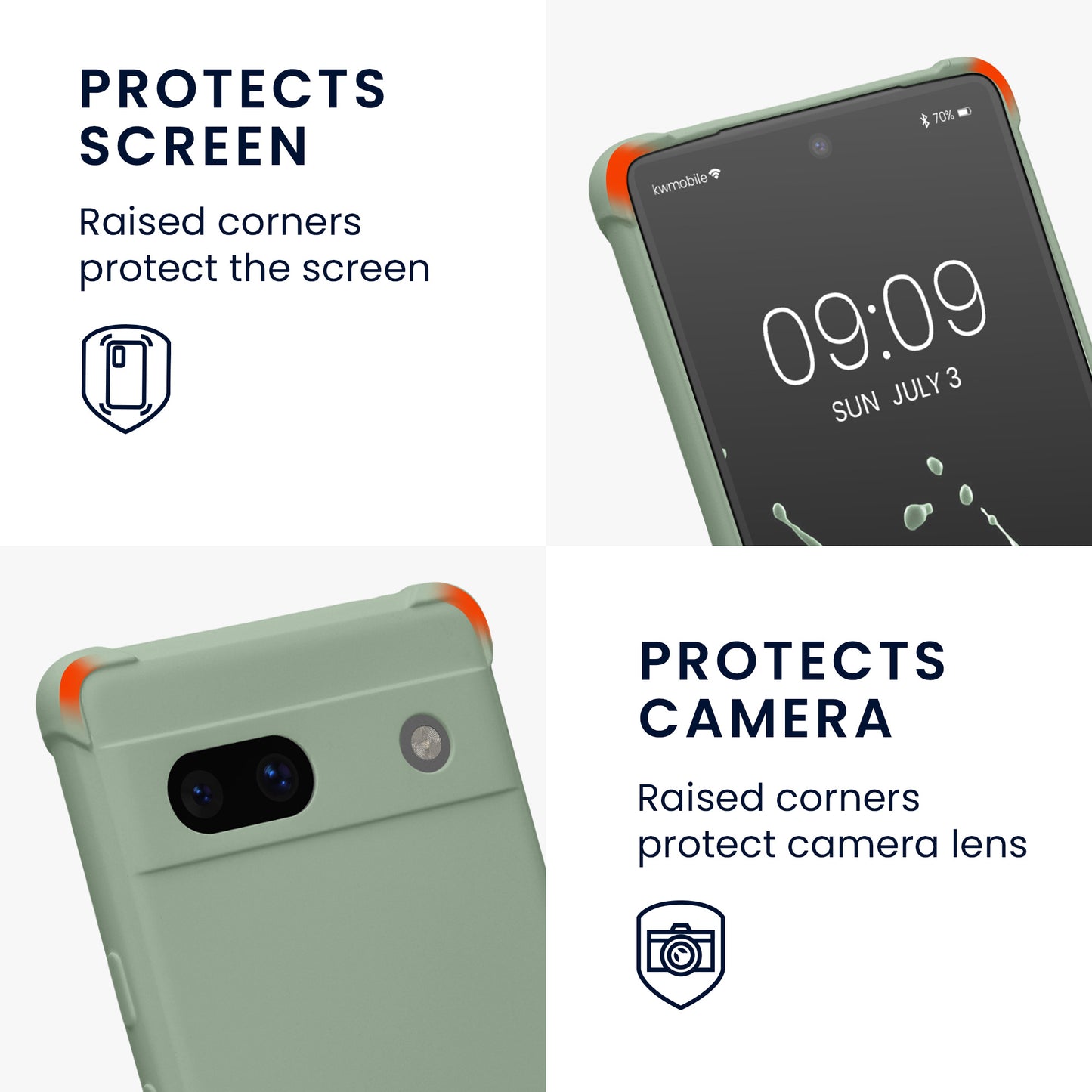 kwmobile Necklace Case compatible with Google Pixel 7a Cover - Case with Lanyard - Silicone Protective Cover