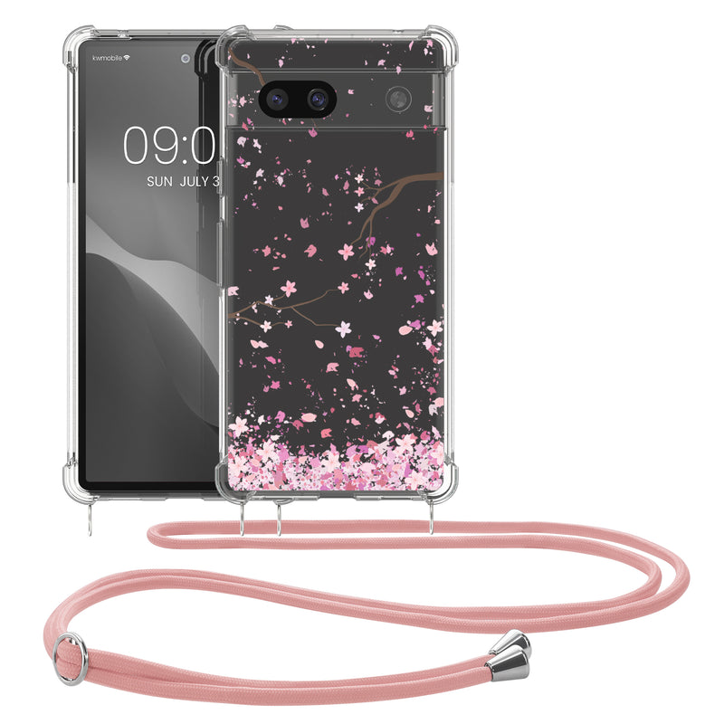kwmobile Necklace Case Compatible with Google Pixel 7a Silicone Cover with Lanyard