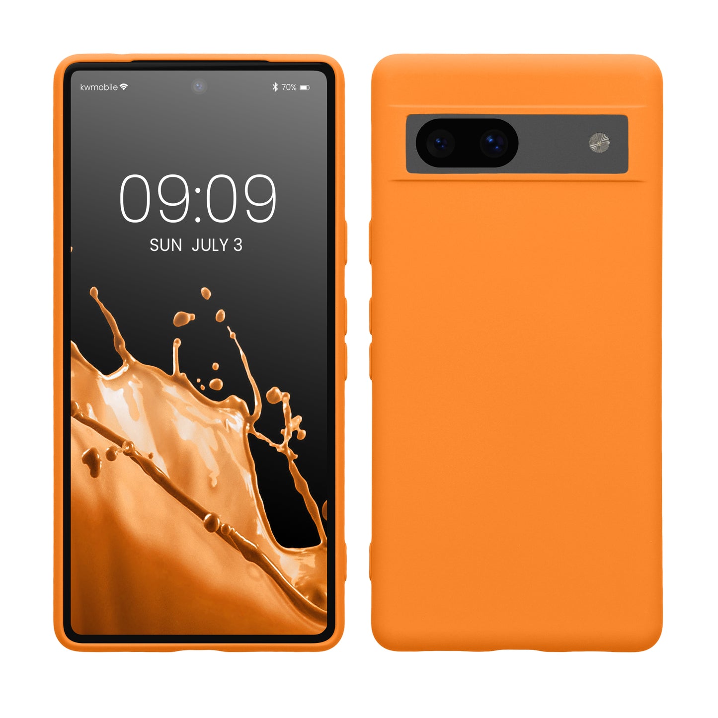 kwmobile Hülle kompatibel mit Google Pixel 7a Hülle - gummierte TPU Silikon Handyhülle - Schutzhülle für kabelloses Laden - Case in Fruity Orange Fruity Orange  