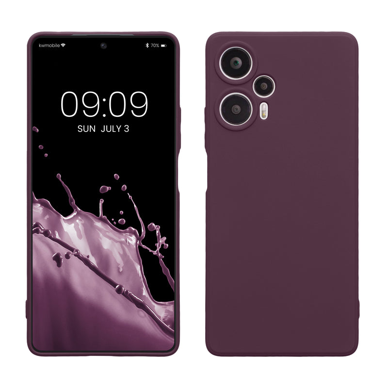 kwmobile Slim Case kompatibel mit Xiaomi Poco F5 5G Hülle - Handyhülle aus Silikon in Bordeaux Violett Bordeaux Violett  