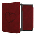kwmobile Hülle kompatibel mit Pocketbook InkPad 4 / Color 3 / Color 2 / Vivlio InkPad 4 / InkPad Color 3 Hülle - Kunstleder Cover - Herz Brush Dunkelrot Dunkelrot  [dsg01]