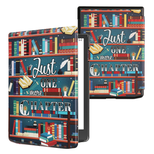 kwmobile Klapphülle kompatibel mit Pocketbook InkPad 4 / Color 3 / Color 2 / Vivlio InkPad 4 / InkPad Color 3 Hülle - eReader Case - Bibliothek Motto Mehrfarbig Mehrfarbig  [dsg02]