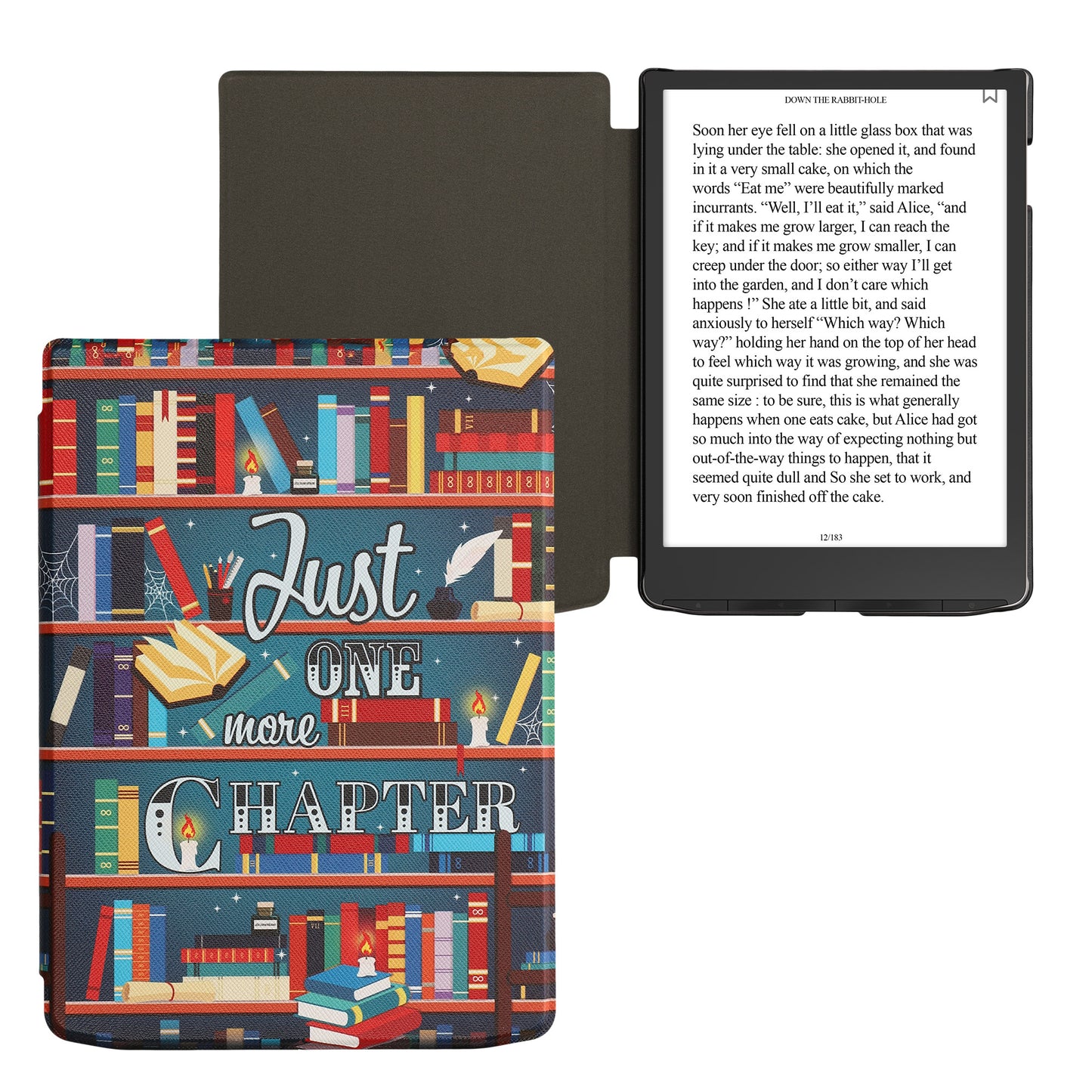 kwmobile Protective Case for Pocketbook InkPad 4 / Color 3 / Color 2 / Vivlio InkPad 4 / InkPad Color 3 Case - eReader Flip Case with Auto Sleep Function - Library Motto