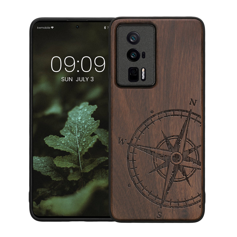 kwmobile Case Compatible with Xiaomi Poco F5 Pro 5G - Phone Cover TPU Phone Case Compass Vintage