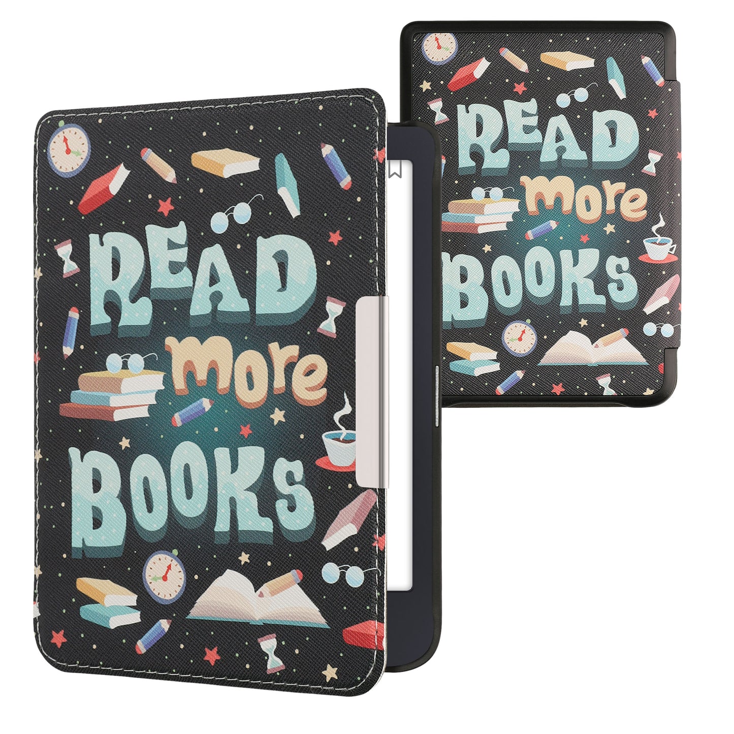 kwmobile Klapphülle kompatibel mit Tolino Shine 3 Hülle - eReader Case - Lies mehr Bücher Blau Gelb Grün Blau  [dsg02]