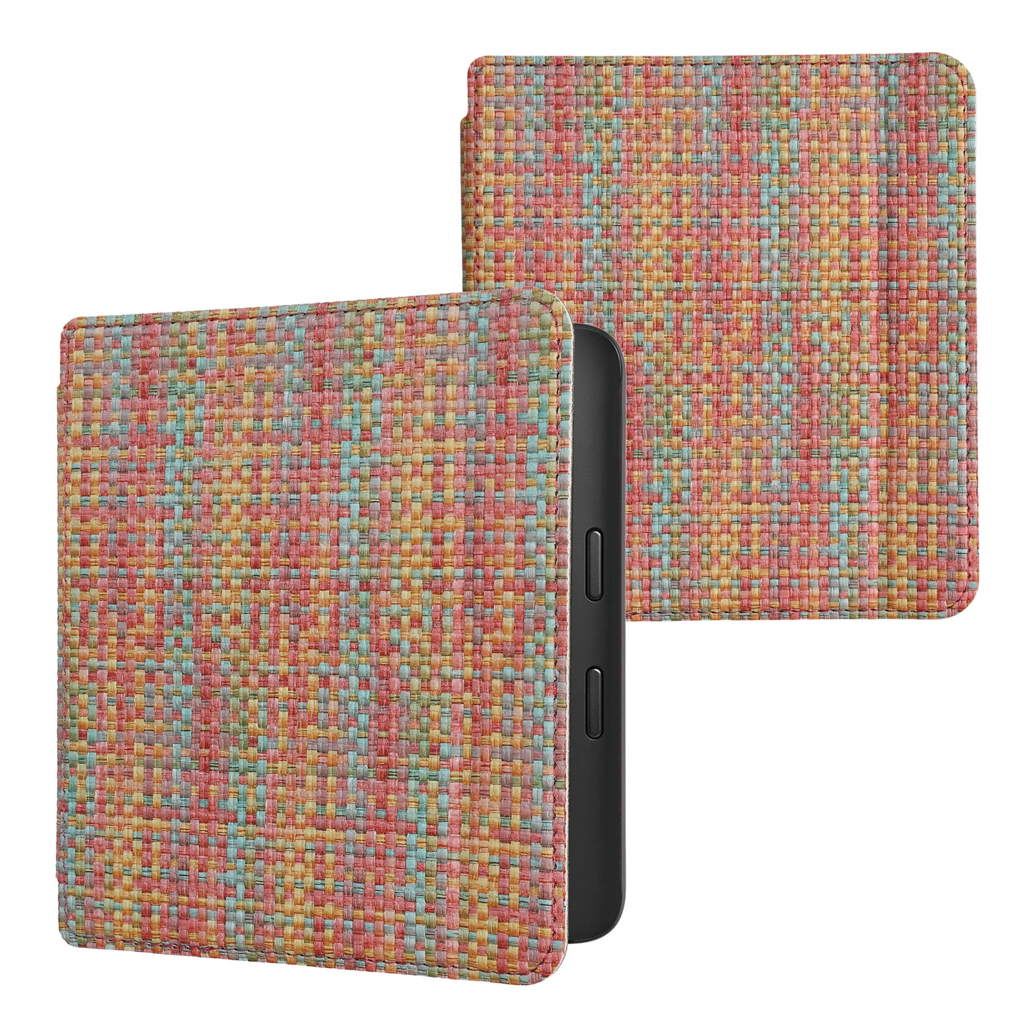 kwmobile Klapphülle kompatibel mit Kobo Libra 2 Hülle - eReader Case - Farbenfroh karriert Gelb Rot Grün Gelb  [dsg01]