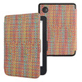 kwmobile Klapphülle kompatibel mit Kobo Clara 2E / Tolino Shine 4 Hülle - eReader Case - Farbenfroh karriert Gelb Rot Grün Gelb  [dsg01]