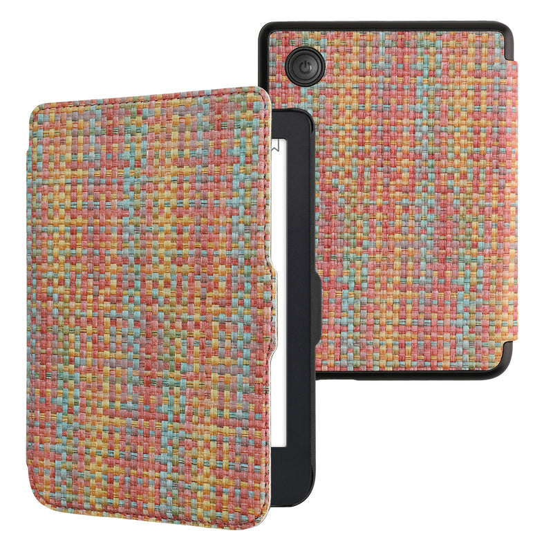 kwmobile Klapphülle kompatibel mit Kobo Clara 2E / Tolino Shine 4 Hülle - eReader Case - Farbenfroh karriert Gelb Rot Grün Gelb  [dsg01]