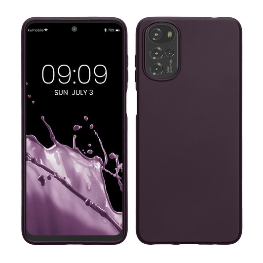 kwmobile Case kompatibel mit Motorola Moto G22 Hülle - Schutzhülle aus Silikon metallisch schimmernd - Handyhülle Metallic Brombeere Metallic Brombeere  