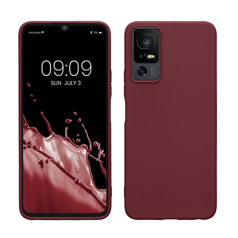 kwmobile Hülle kompatibel mit TCL 40 XL Hülle - weiches TPU Silikon Case - Cover geeignet für kabelloses Laden - Bordeaux Violett Bordeaux Violett  