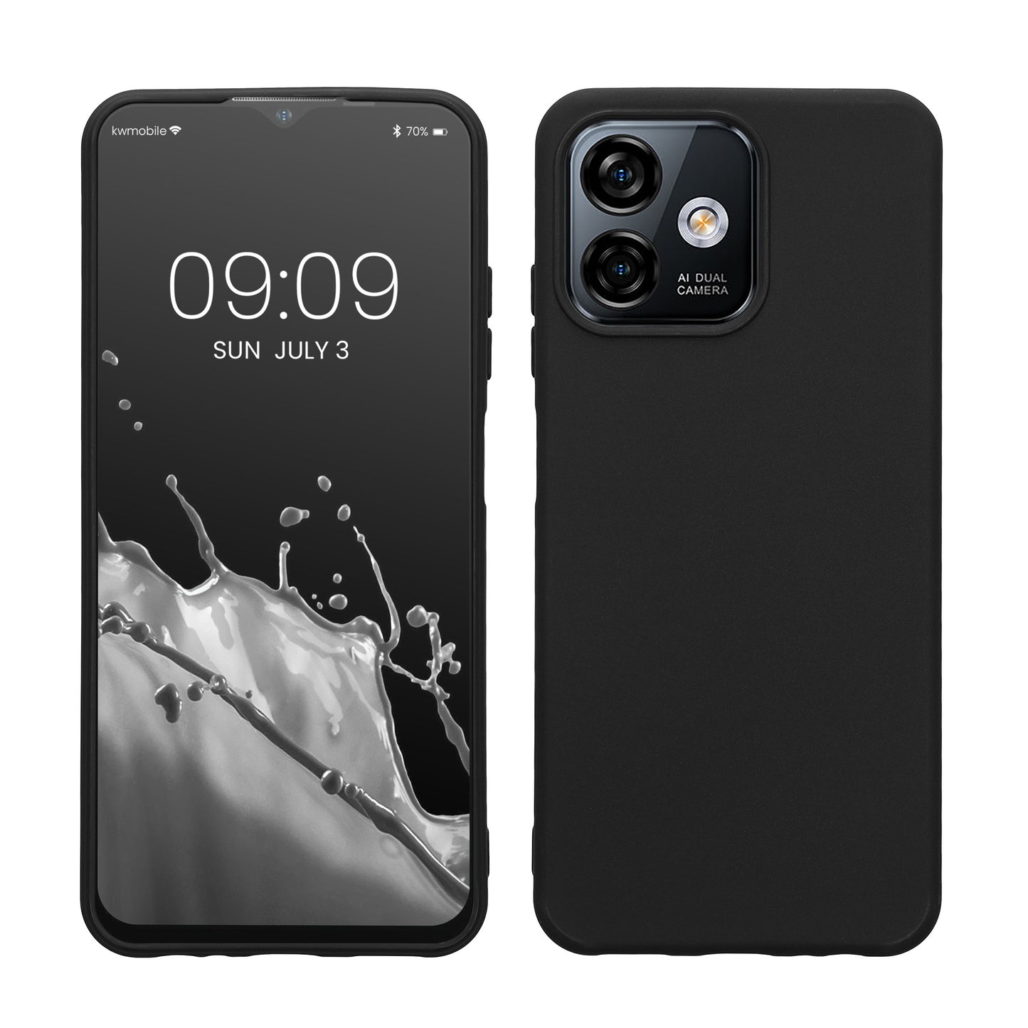 kwmobile Hülle kompatibel mit Ulefone Note 16 Pro Hülle - weiches TPU Silikon Case - Cover geeignet für kabelloses Laden - Schwarz matt Schwarz matt  