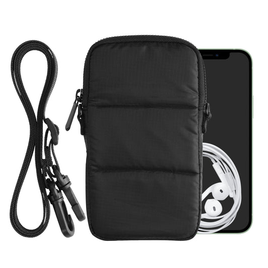 kwmobile Handytasche zum Umhängen für XL - 6,7/6,8" - gesteppte Umhängetasche mit Reißverschluss - Innenmaße 17,2 x 8,4 cm - Schwarz Schwarz XL 