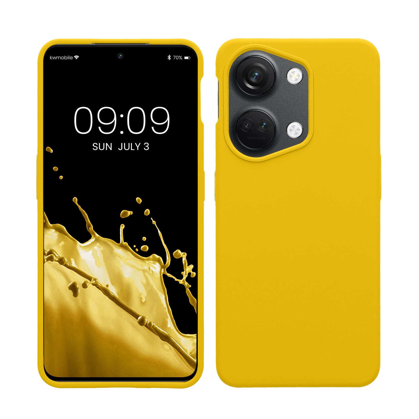kwmobile Hülle kompatibel mit OnePlus Nord 3 5G Hülle - Silikon Handy Case - Handyhülle weiche Oberfläche - kabelloses Laden - Strahlend Gelb Strahlend Gelb  