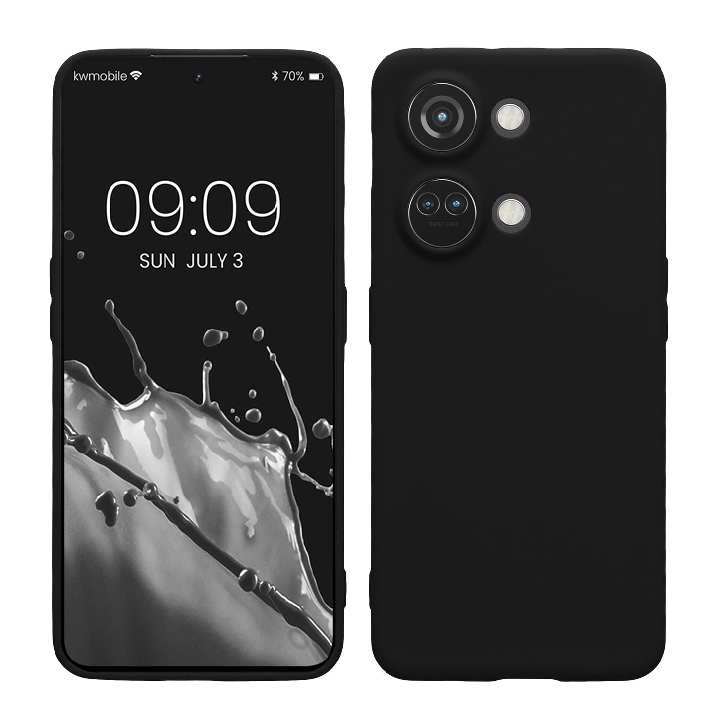 kwmobile Handyhülle kompatibel mit OnePlus Nord 3 5G Hülle - Handy Case aus weichem Silikon in Schwarz matt Schwarz matt  