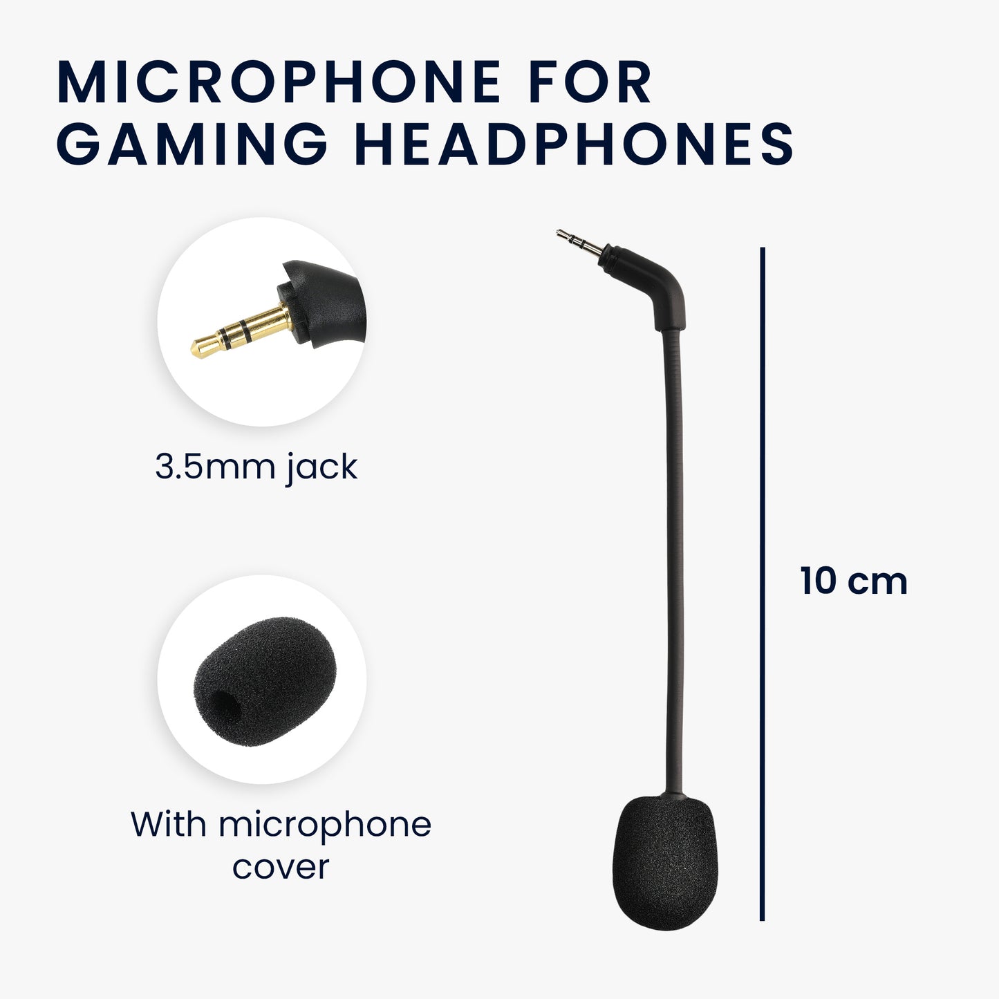 kwmobile Replacement Headphone Microphone compatible with TurtleBeach Recon 500 Headset - Gaming Headphones Microphone with 3.5mm Jack Plug