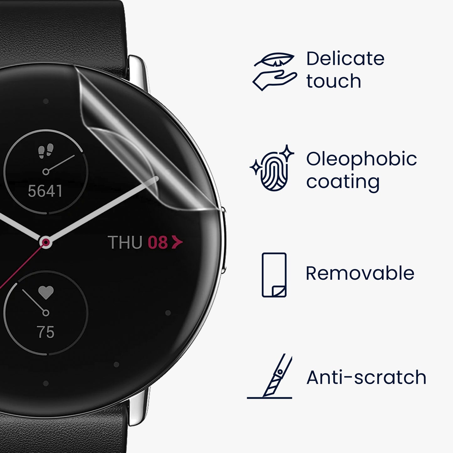kwmobile Screen Protector compatible with Amazfit Zepp E (Circle) Protective Film for Fitness Tracker Display Protection