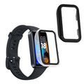 kwmobile 2x Cover kompatibel mit Huawei Band 9 / Band 8 Hülle - Fullbody Fitnesstracker Case Set aus Glas - Transparent Schwarz Transparent  [dsg01]