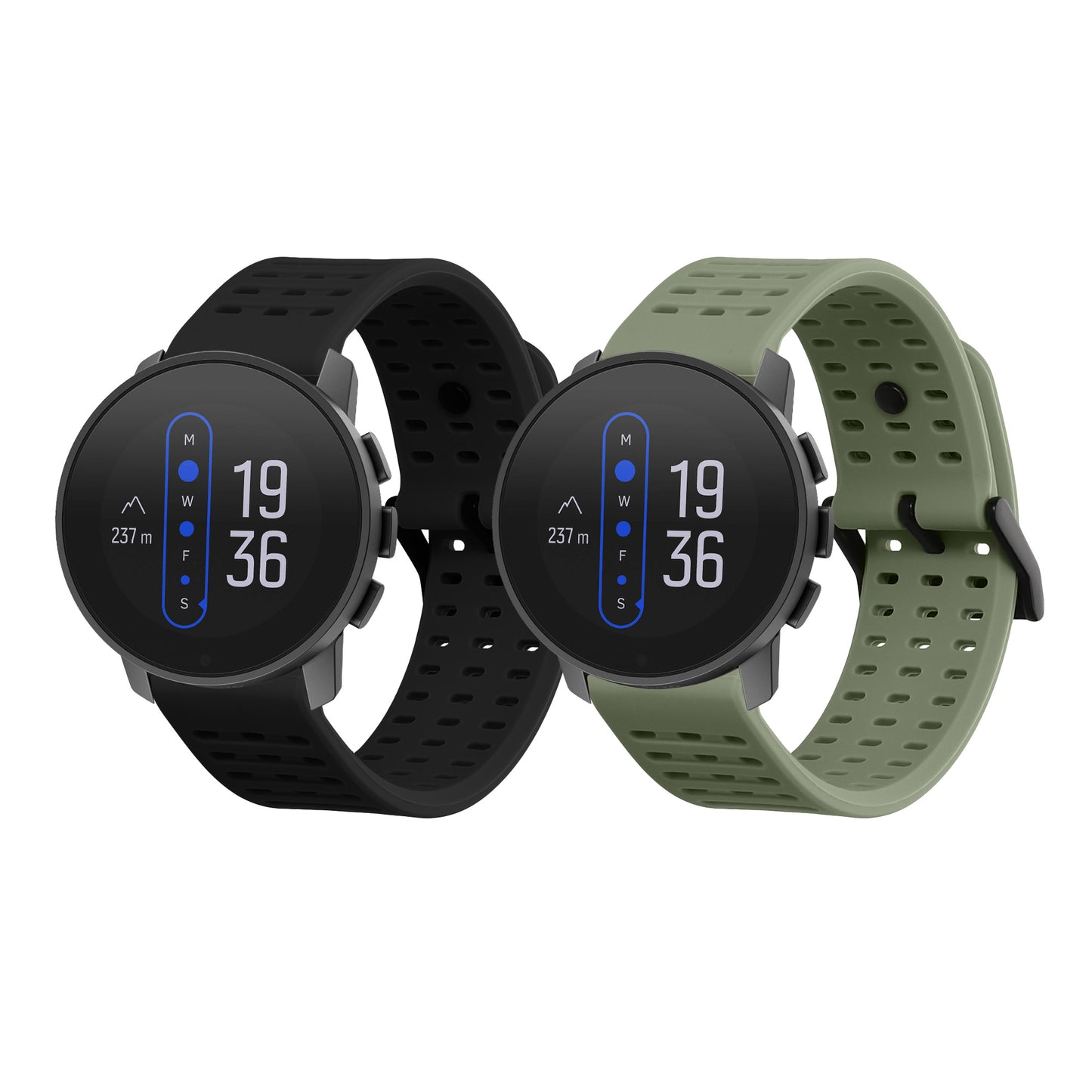 kwmobile 2x Uhrenarmband für Suunto 9 Peak Pro/ 9 peak / 5 peak / Vertical Armband - Fitnesstracker Band Set aus TPU Silikon - Ersatzarmband Smartwatch - Schwarz Pastellgrün Schwarz  [dsg01]