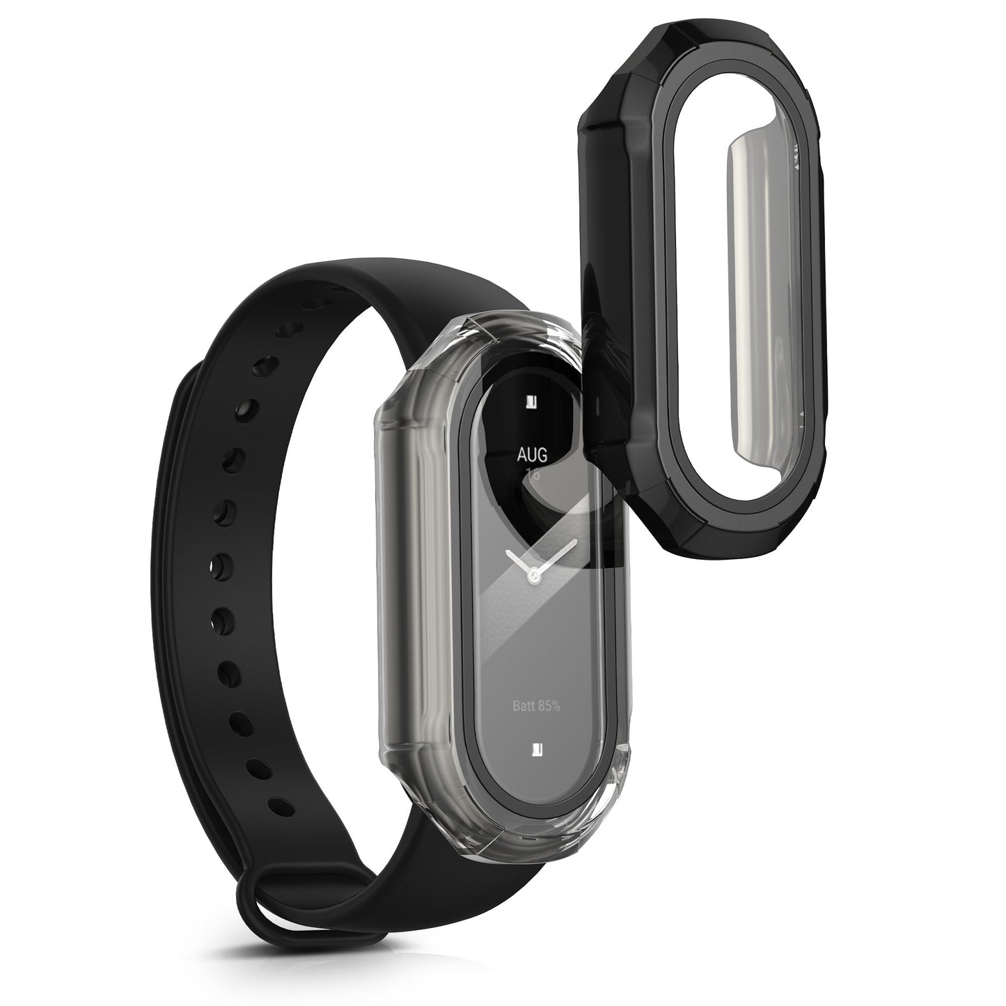 kwmobile Glass Case for Xiaomi Mi Band 8 Protective Case Fullbody Fitness Tracker Case Set
