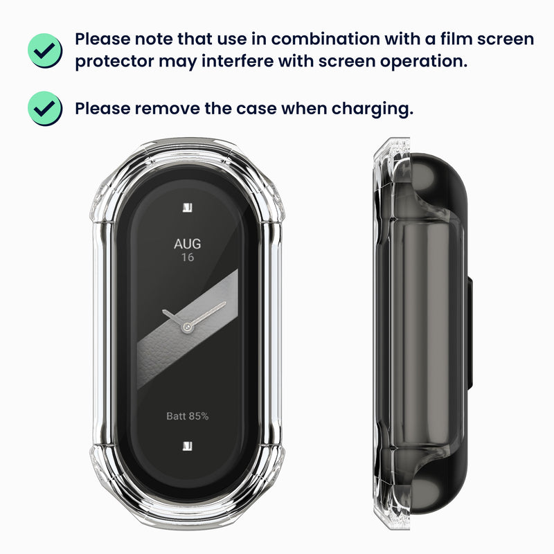 kwmobile Glass Case for Xiaomi Mi Band 8 Protective Case Fullbody Fitness Tracker Case Set