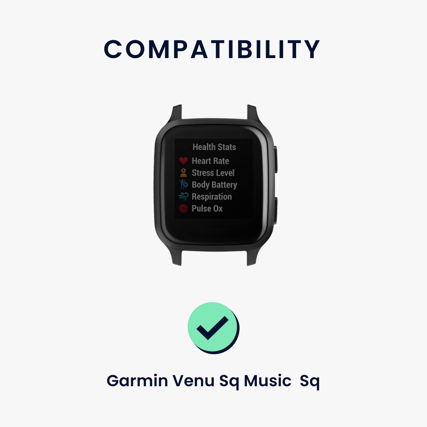 kwmobile Watch Strap for Garmin Venu Sq Music / Sq Strap - Fitness Tracker Band Set Replacement Strap Smartwatch