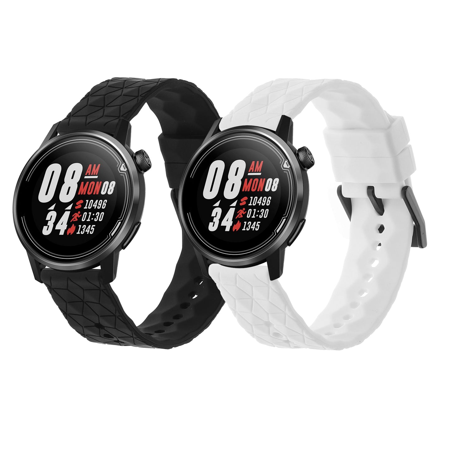 kwmobile 2x Uhrenarmband für COROS PACE 2 / APEX (42mm) Armband - Fitnesstracker Band Set aus TPU Silikon - Ersatzarmband Smartwatch - Schwarz Weiß Schwarz  [dsg01]