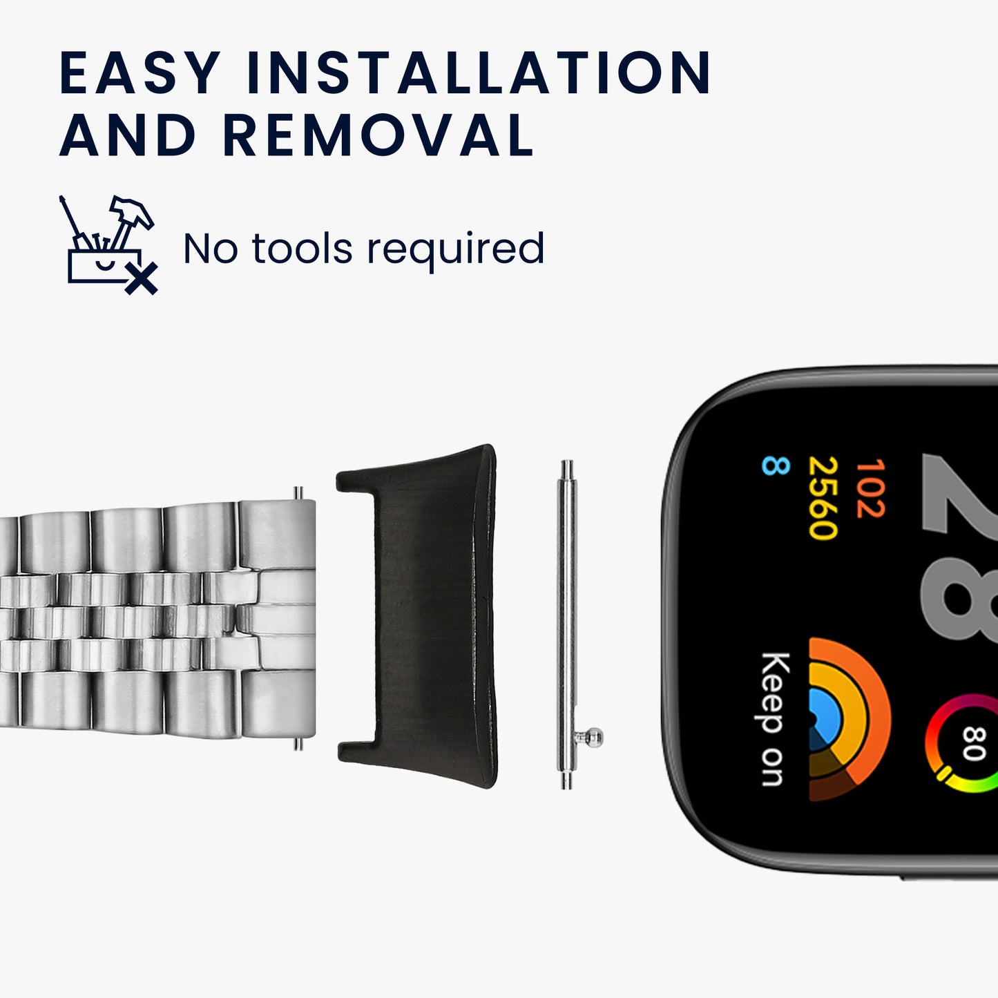 kwmobile Metal Adapter with 20mm Band Width Compatible with Xiaomi Redmi Watch 3 Watch Strap Smartwatch Bracelet Connection Adapter Set