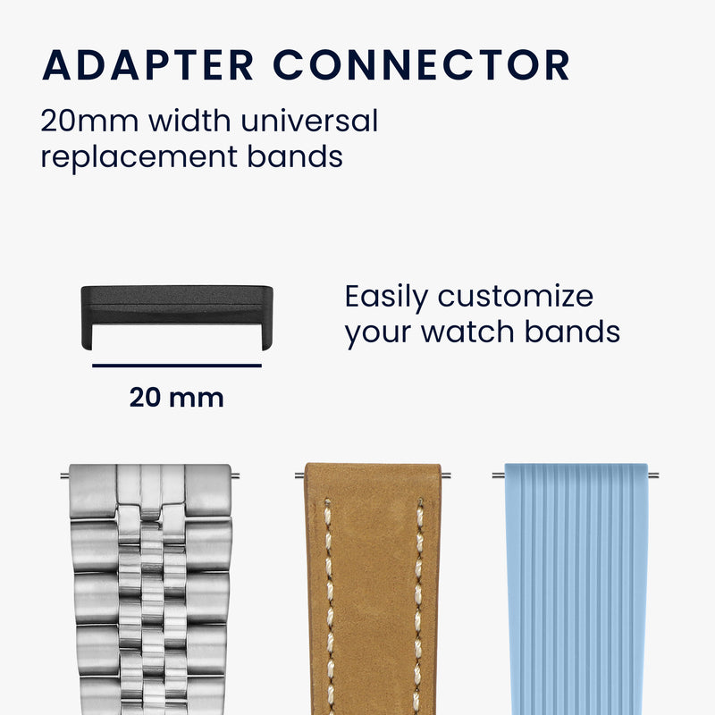 kwmobile Metal Adapter with 20mm Band Width Compatible with Fitbit Versa 4 / Sense 2 / Versa 3 / Sense Smartwatch Strap - Smartwatch Band Connector Adapter Set