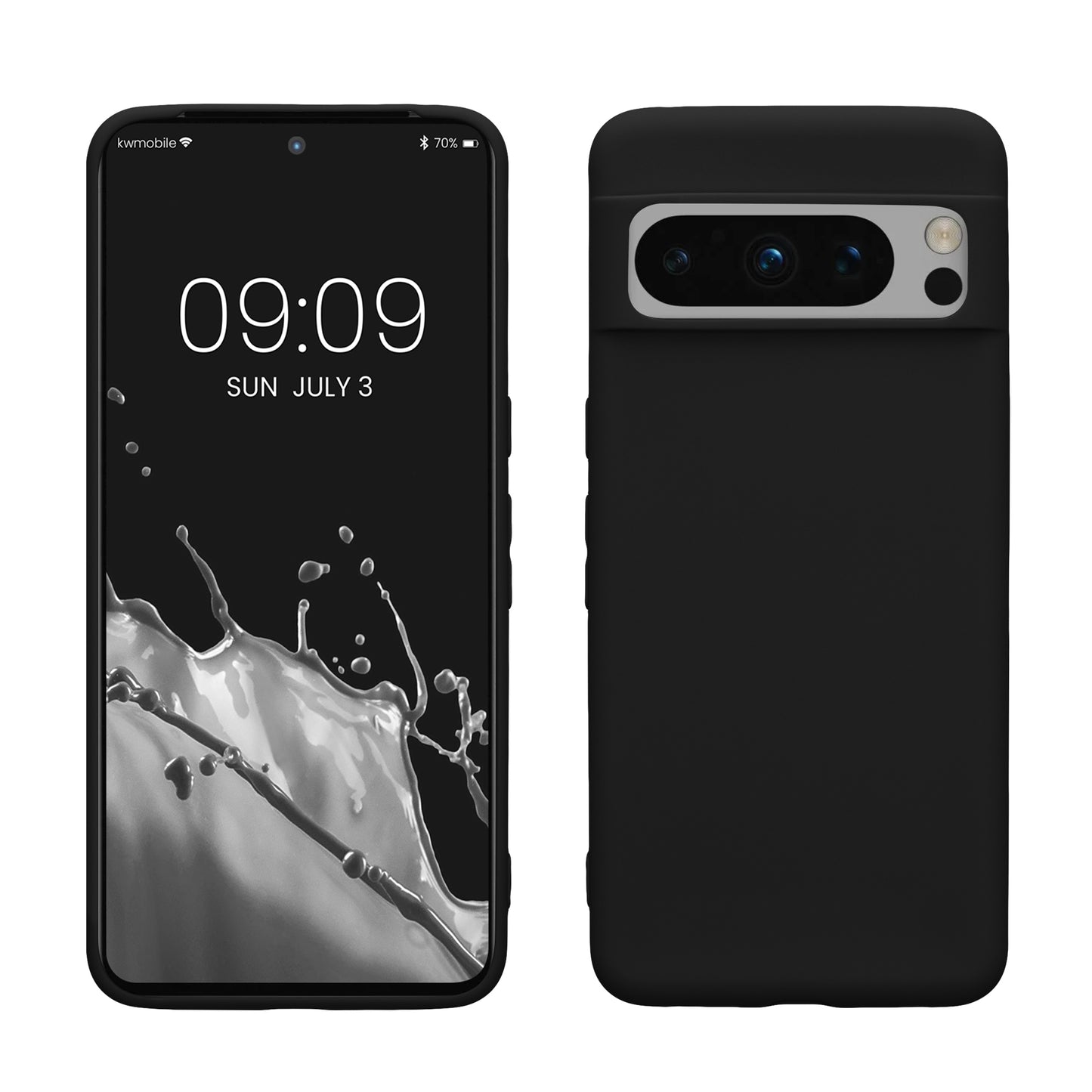kwmobile Hülle kompatibel mit Google Pixel 8 Pro Hülle - weiches TPU Silikon Case - Cover geeignet für kabelloses Laden - Schwarz matt Schwarz matt  