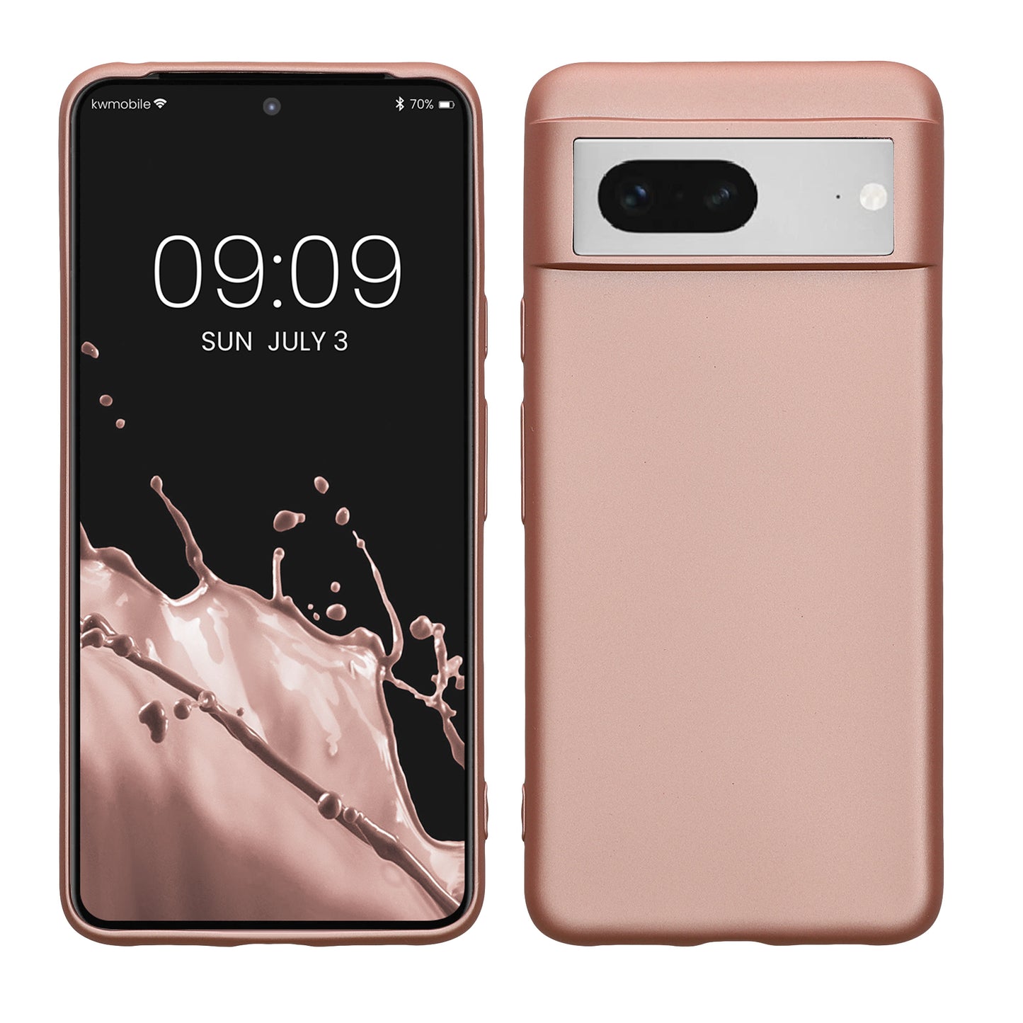 kwmobile Case kompatibel mit Google Pixel 8 Hülle - Schutzhülle aus Silikon metallisch schimmernd - Handyhülle Metallic Rosegold Metallic Rosegold  