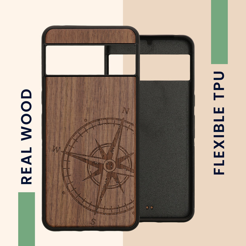 kwmobile Case Compatible with Google Pixel 8 Pro Phone Cover TPU Phone Case Compass Vintage