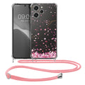 kwmobile Necklace Case compatible with Xiaomi Redmi 12 Silicone Cover with Phone Chain Cherry Blossom Leaves
