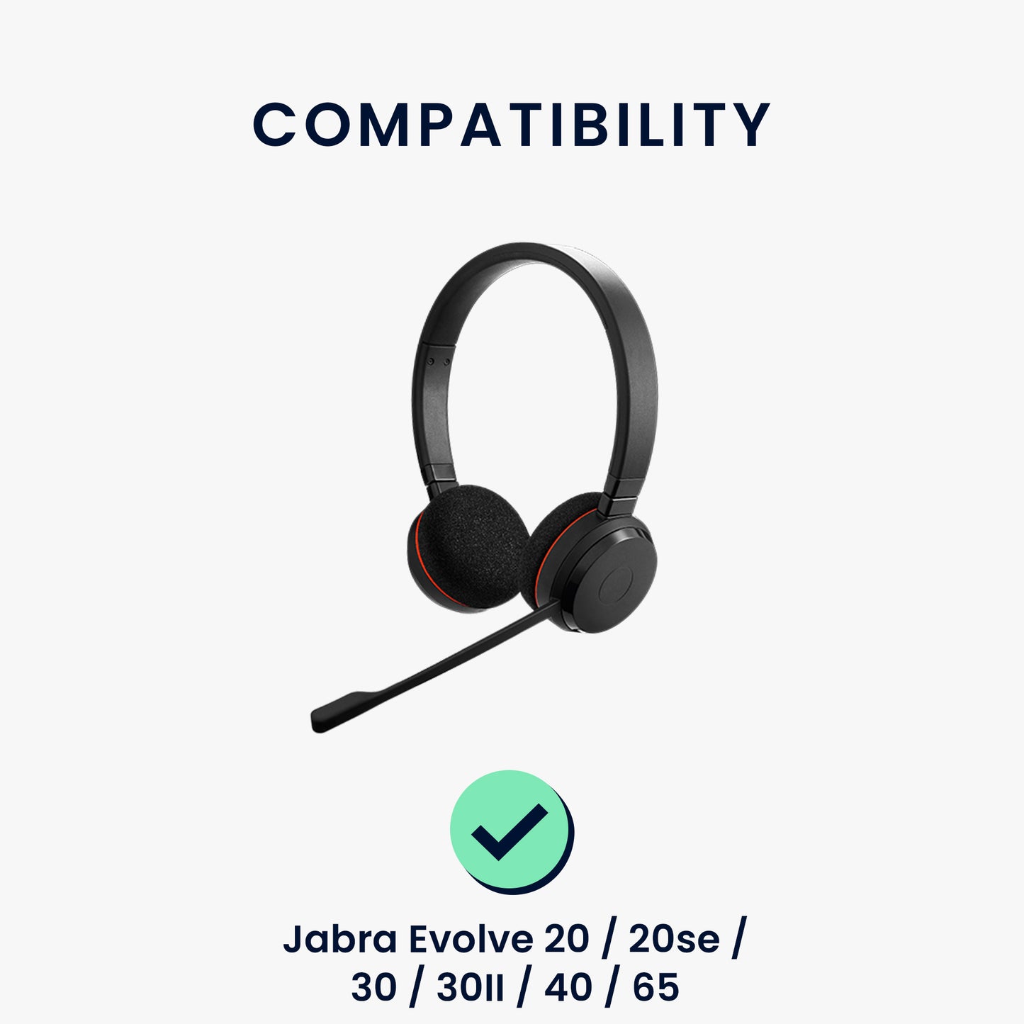 2x Earpads for Jabra Evolve 20 / 20se / 30 / 30II / 40 / 65
