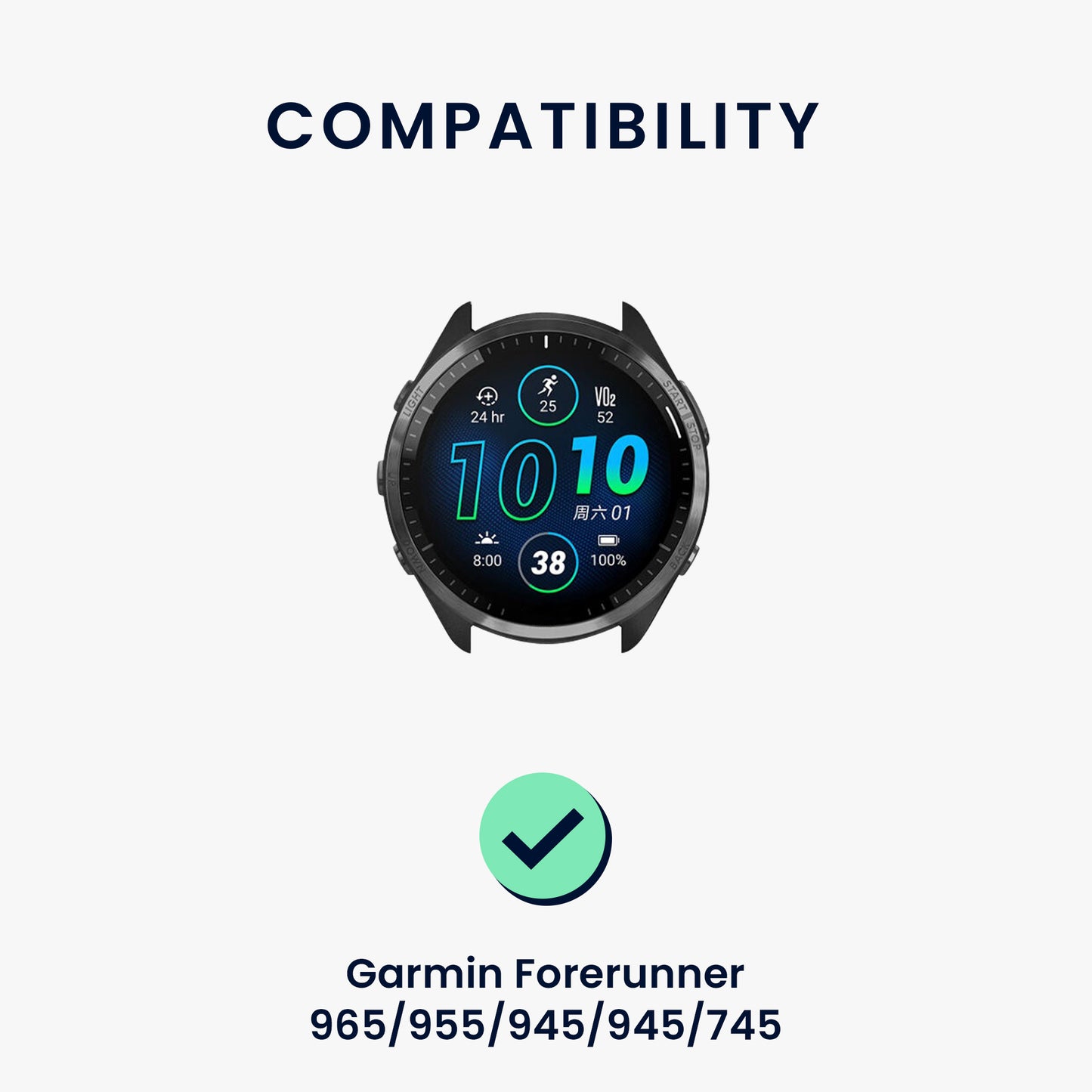 kwmobile Silicone Watch Strap for Garmin Forerunner 965 / 955 / 945 / 745 Strap Replacement Band for Fitness Tracker Smartwatch