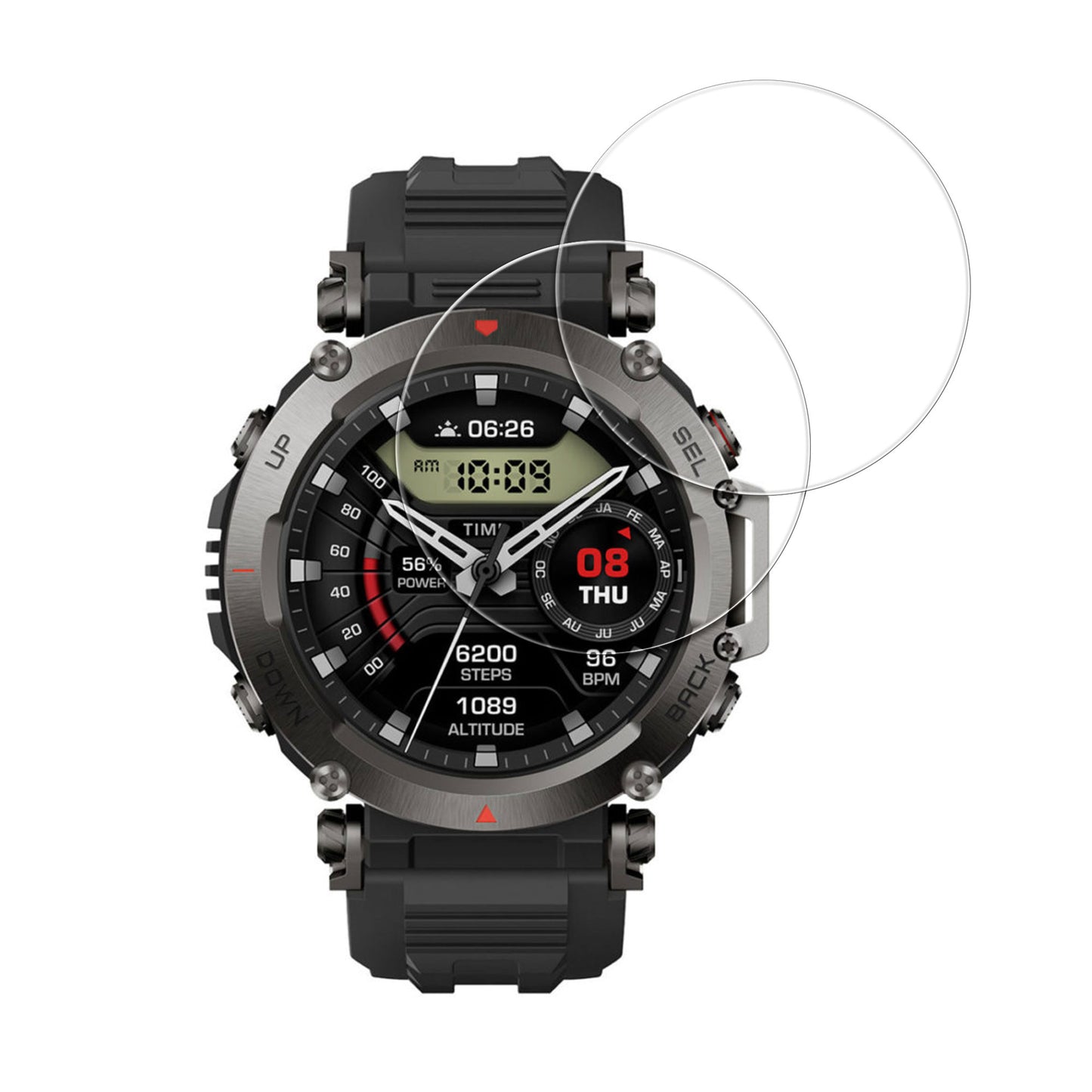 kwmobile 2x Echtglas Displayschutzfolie kompatibel mit Garmin T-Rex Ultra Schutzglas - Displayschutz für Smartwatch aus Glas - Schutz Glas für Fitness Tracker Transparent  