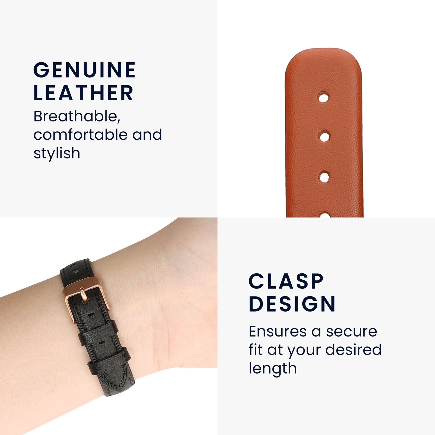 kwmobile Real Leather Watch Strap for Garmin Lily Sport Bracelet Replacement Strap for Fitness Tracker Replacement Band Smartwatch