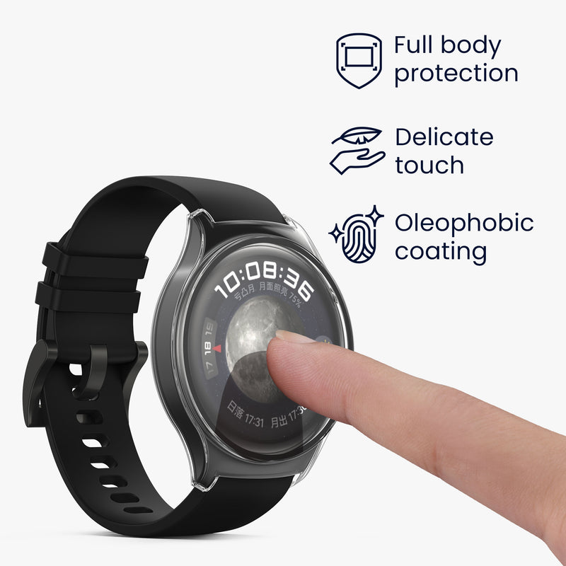 kwmobile Glass Case for Huawei Watch 4 Protective Cover Fullbody Fitness Tracker Case Set