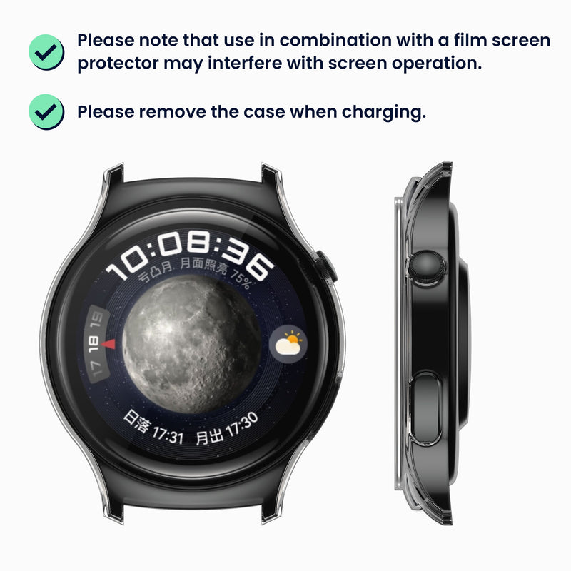 kwmobile Glass Case for Huawei Watch 4 Protective Cover Fullbody Fitness Tracker Case Set