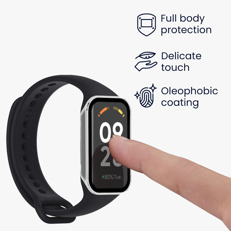 kwmobile Glass Case for Xiaomi Redmi Smart Band 2 Protective Cover Full-Body Fitness Tracker Case Set