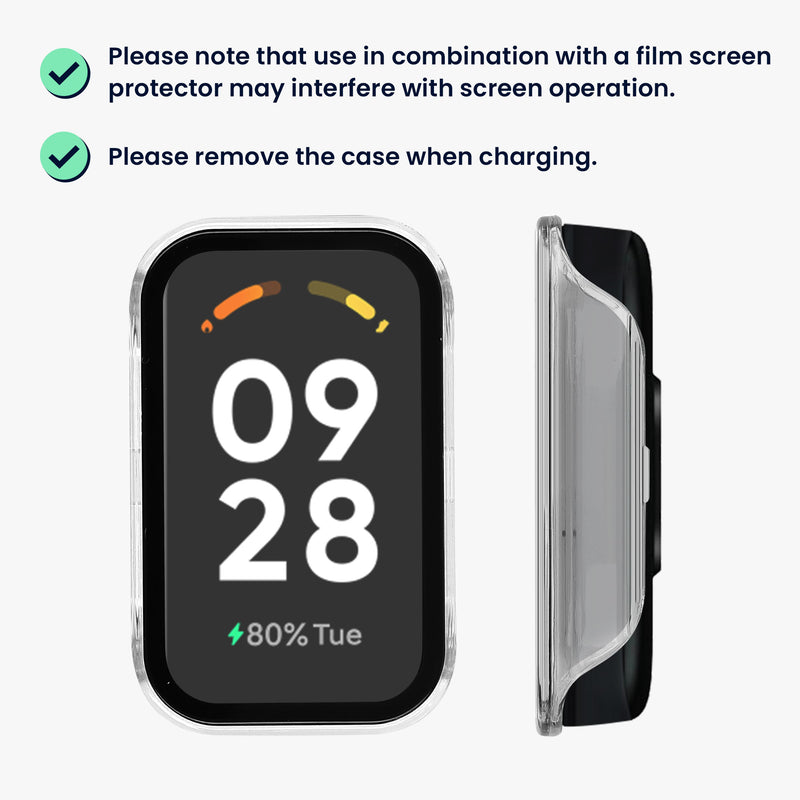 kwmobile Glass Case for Xiaomi Redmi Smart Band 2 Protective Cover Full-Body Fitness Tracker Case Set