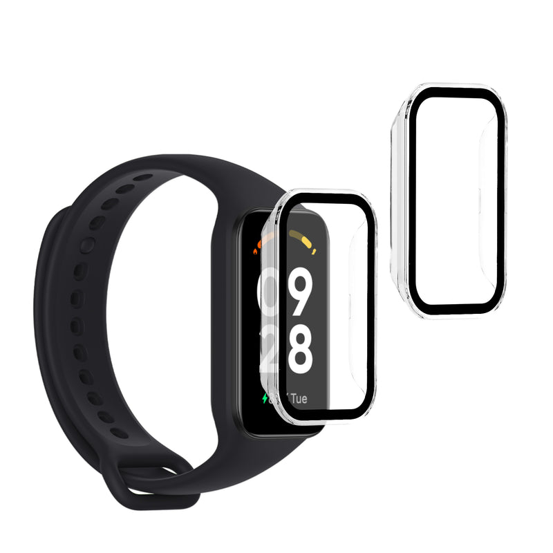 kwmobile 2x Cover kompatibel mit Xiaomi Redmi Smart Band 2 Hülle - Fullbody Fitnesstracker Case Set aus Glas - Transparent Transparent  [dsg02]