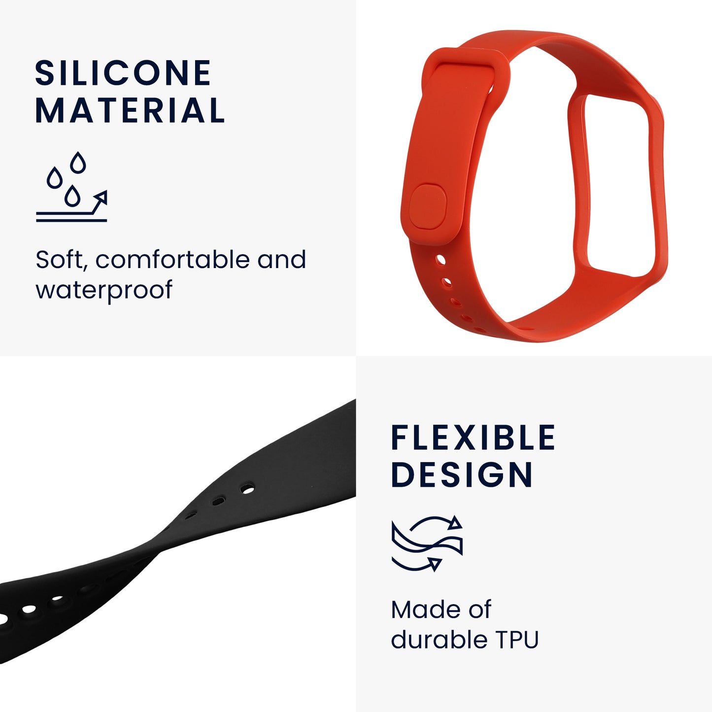 kwmobile Watch Strap for Xiaomi Redmi Smart Band 2 Strap Fitness Tracker Band Set Replacement Strap Smartwatch
